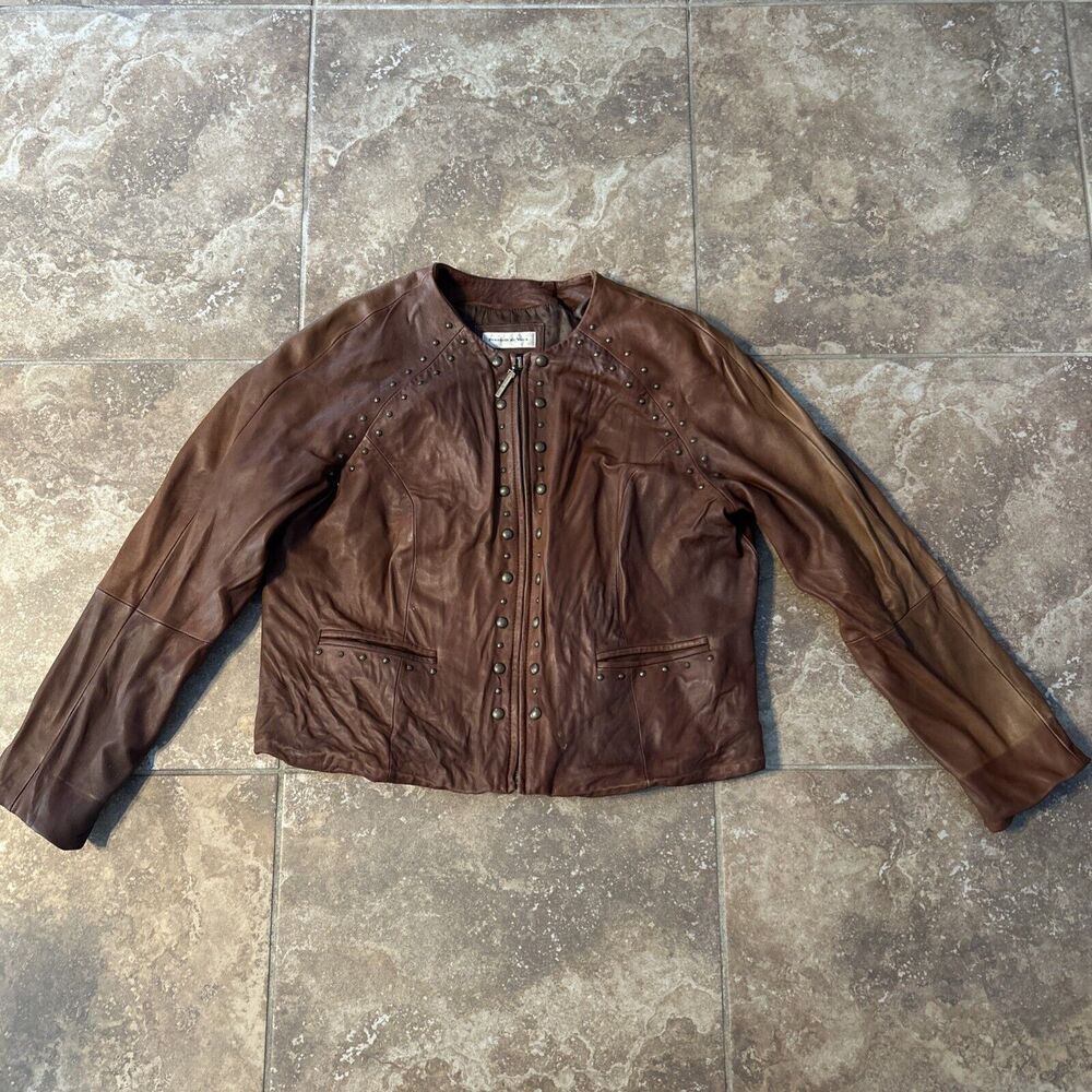 Preston And York Soft Brown Zip Up Lambskin Leather Jacket Women’s Size XL